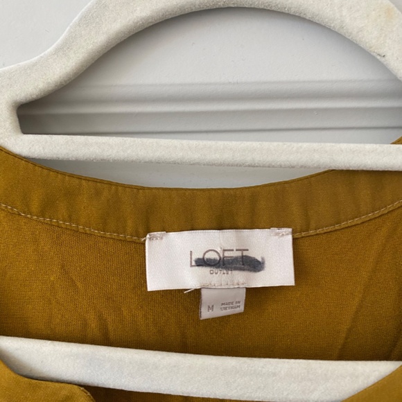 LOFT Mustard Ruffle Sleeve Blouse - Picture 2 of 3